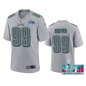 Maillot Homme Philadelphia Eagles Jerome Brown 99 Atmosphere Super Bowl LVII Gris